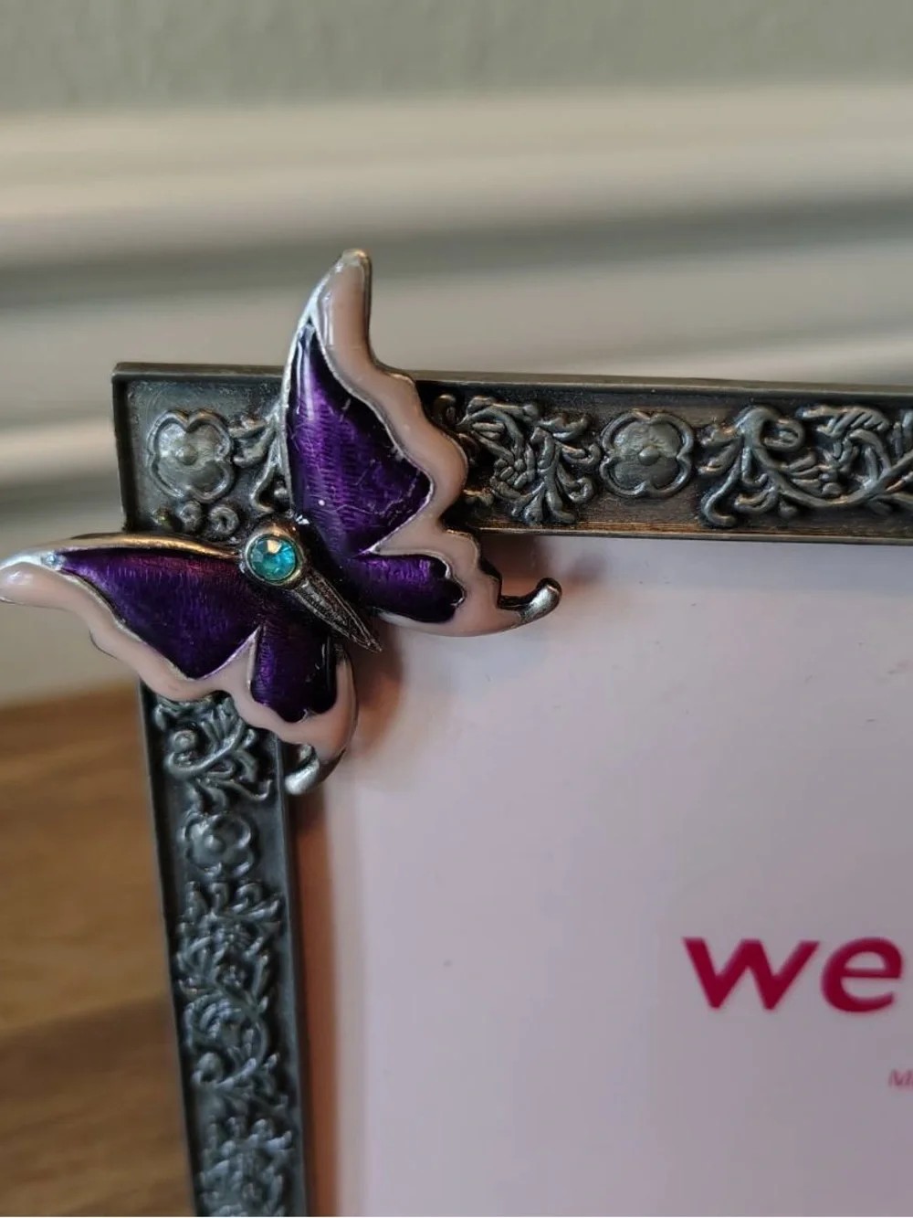 VTG Wet Seal Y2K Pewter Metal Butterfly Floral Picture Frame 3.5x5 Fairy Girly